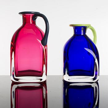 ERIKA LAGERBIELKE,  two jugs, glass, signerad, Orrefors.