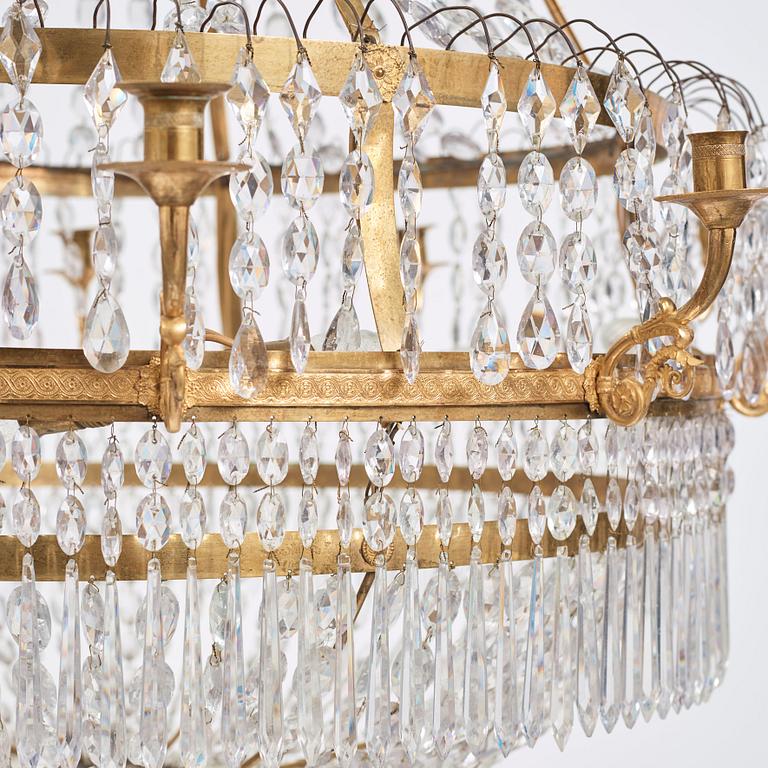 A Swedish Empire ten-light chandelier, early 19th century.