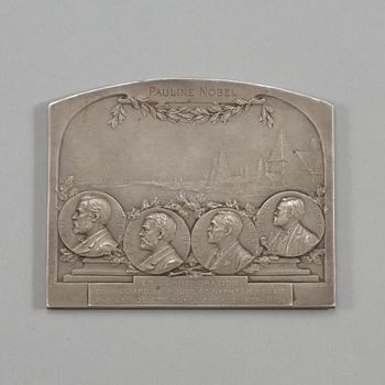 A Nobel commemorative silver plaque, marked Henri Varenne, Paris 1907.