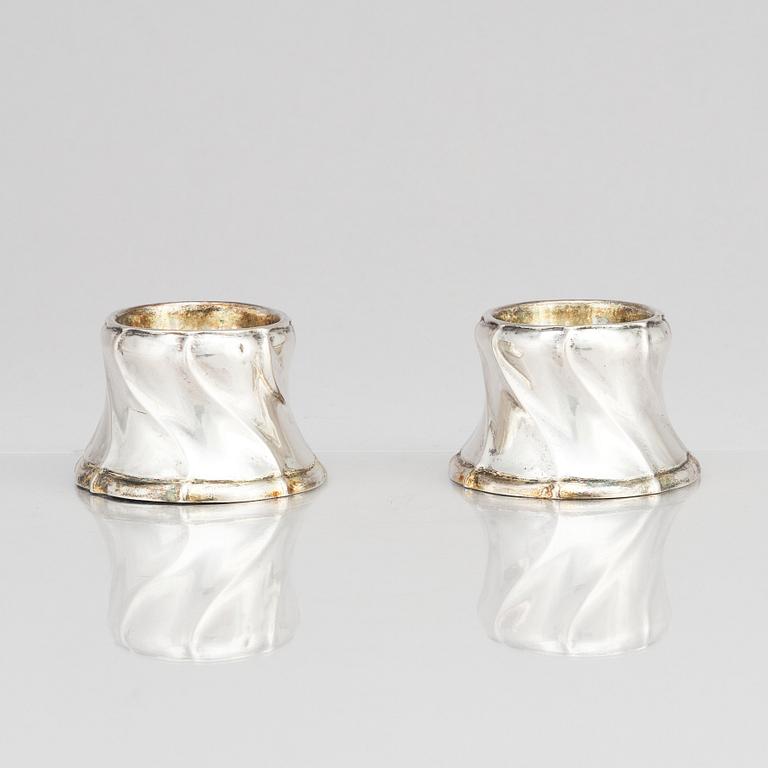 A pair of Swedish 18th century parcel-gilt silver salt cellars, mark of Andreas Öhrman, Stockholm 1756.