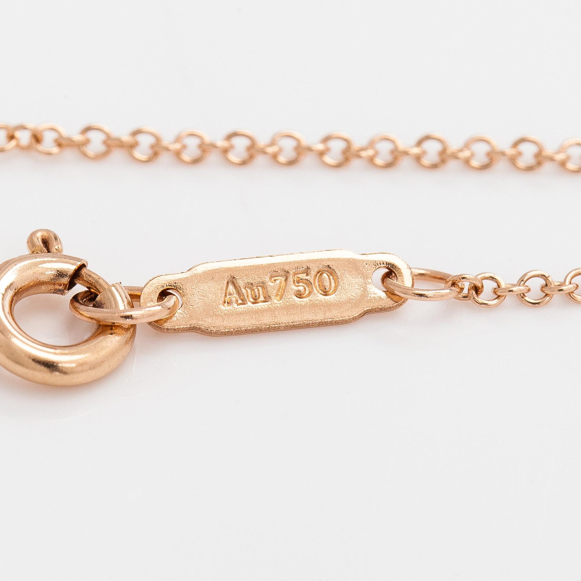 Tiffany & Co, kaulakoru, "Tiffany Keys" 18K ruusukultaa ja briljanttihiottuja timantteja.
