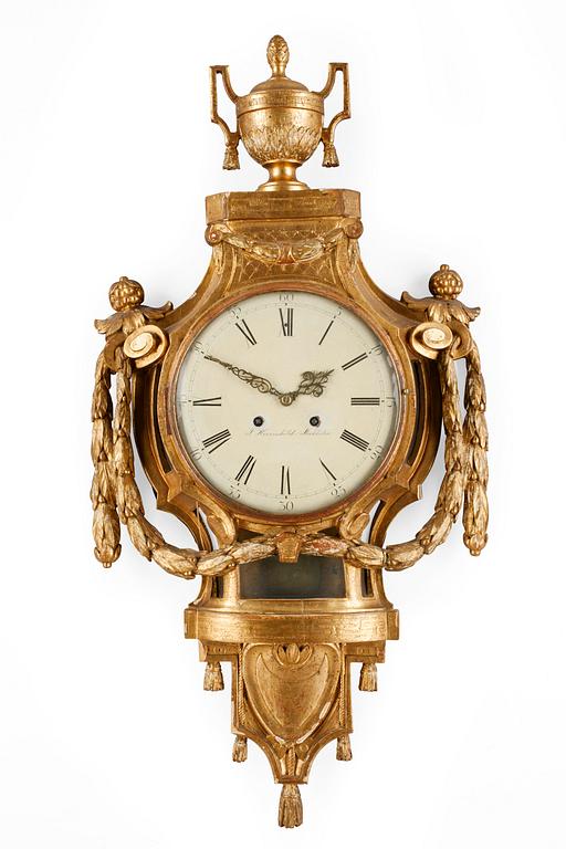 A Gustavian 18th Century wall clock by J. Hovensköld.