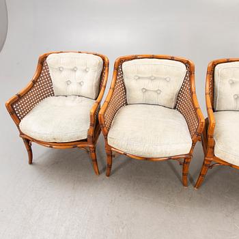 A set of four imitated bamboo and rattan easy chairs later part of the 20th century.