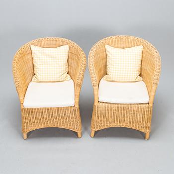 Korituoleja, 3 kpl, rottinki, vuosisadan vaihde 1900/2000.