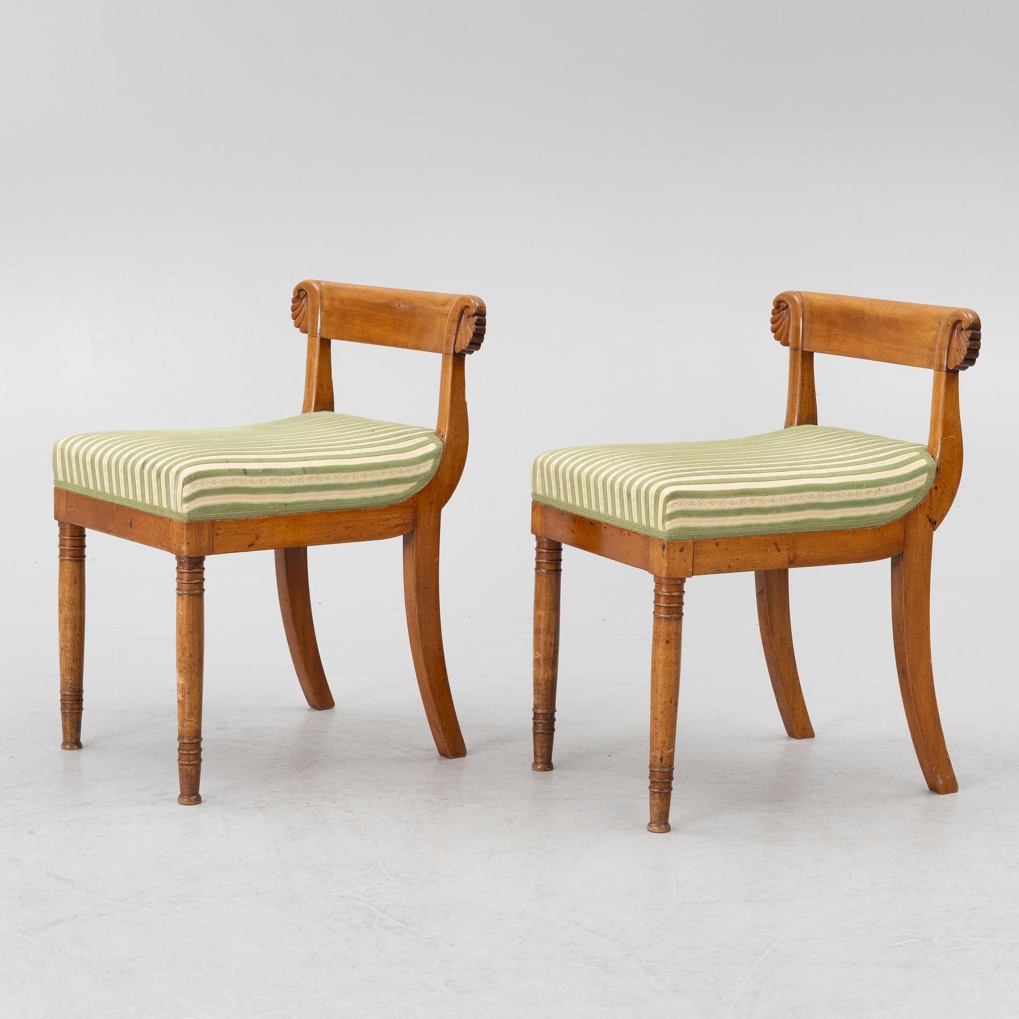 A pair of Karl-Johan stools, Sweden, first half of the/mid19th century.