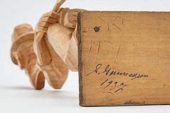 SKULPTUR, trä, troligtvis Sven Gunnarsson, signerad och daterad 1937.