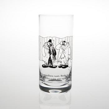 DRICKSGLAS, 6 st, med Kari Suomalainens skämtteckningar.