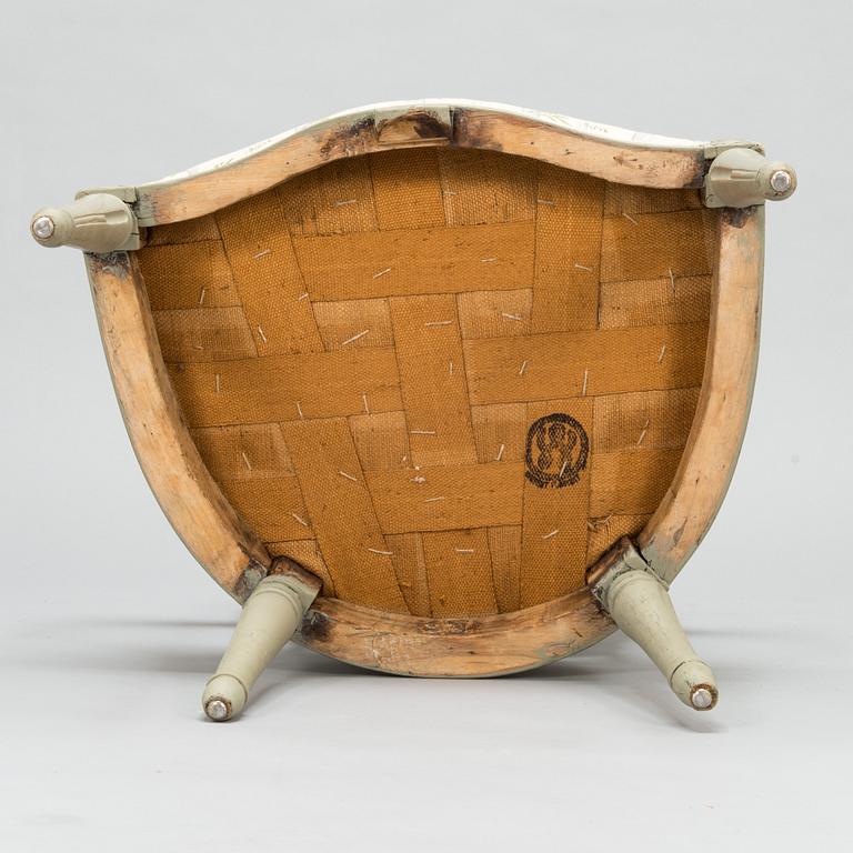 A Gustavian armchair by Johan Erik Höglander, master in Stockholm 1777-1813. Signed IEH.