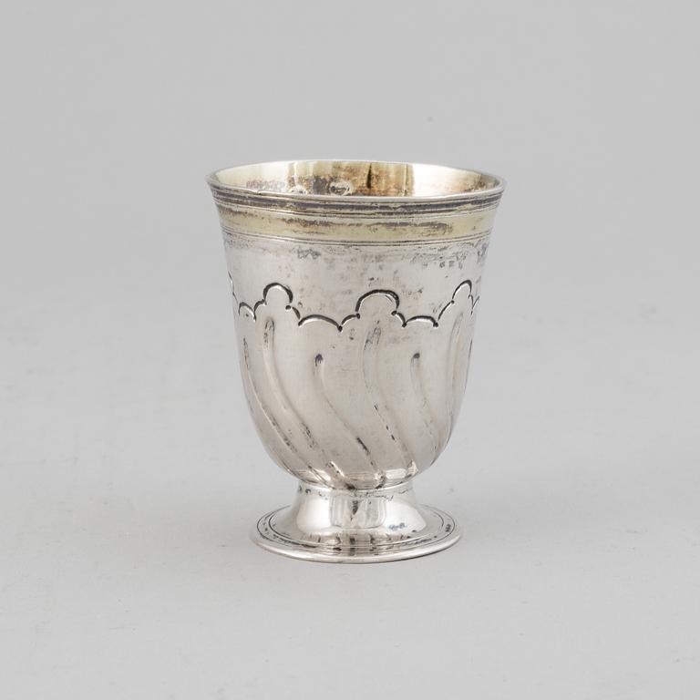 An Austrian 18th century parcel-gilt silver beaker, unidentified makers mark, Vienna 1763.