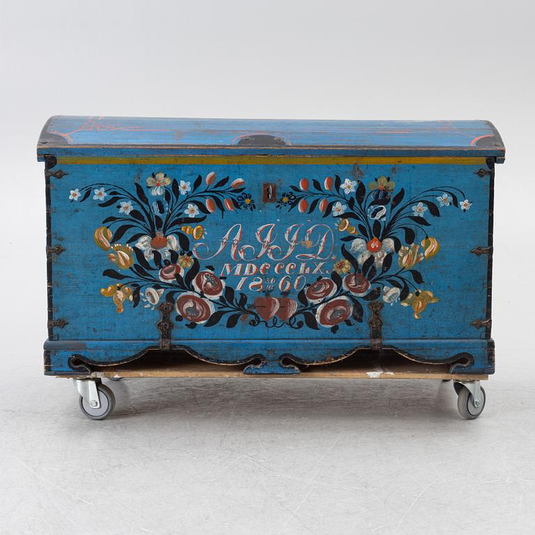 Kista, allmoge, Möjligen Blekinge, daterad 1860.