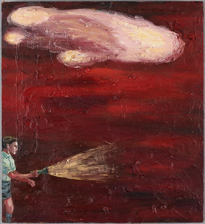 OLLE SCHMIDT, olja på pannå, signerad och daterad a tergo -95.