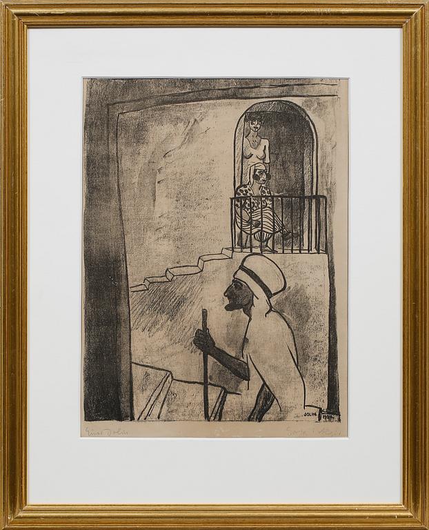 EINAR JOLIN, monoprint, signerad, även signerad och numrerad 1924 i trycket.