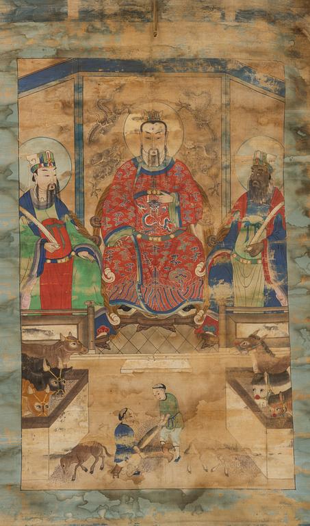A Tibetan thangka, 20th century.