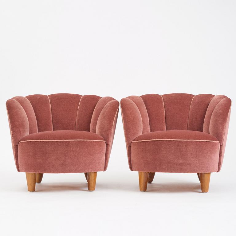 Otto Schulz, a pair of easy chairs, Boet, Gothenburg 1940s.