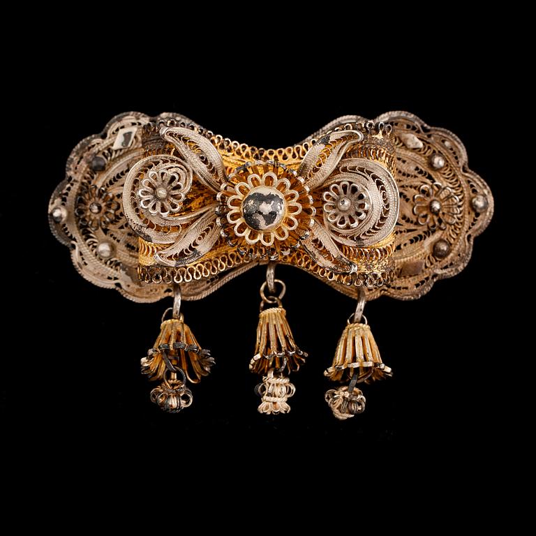 BROSCH, silver, filigranarbete, möjligen Österrike, 1800-/1900-tal.