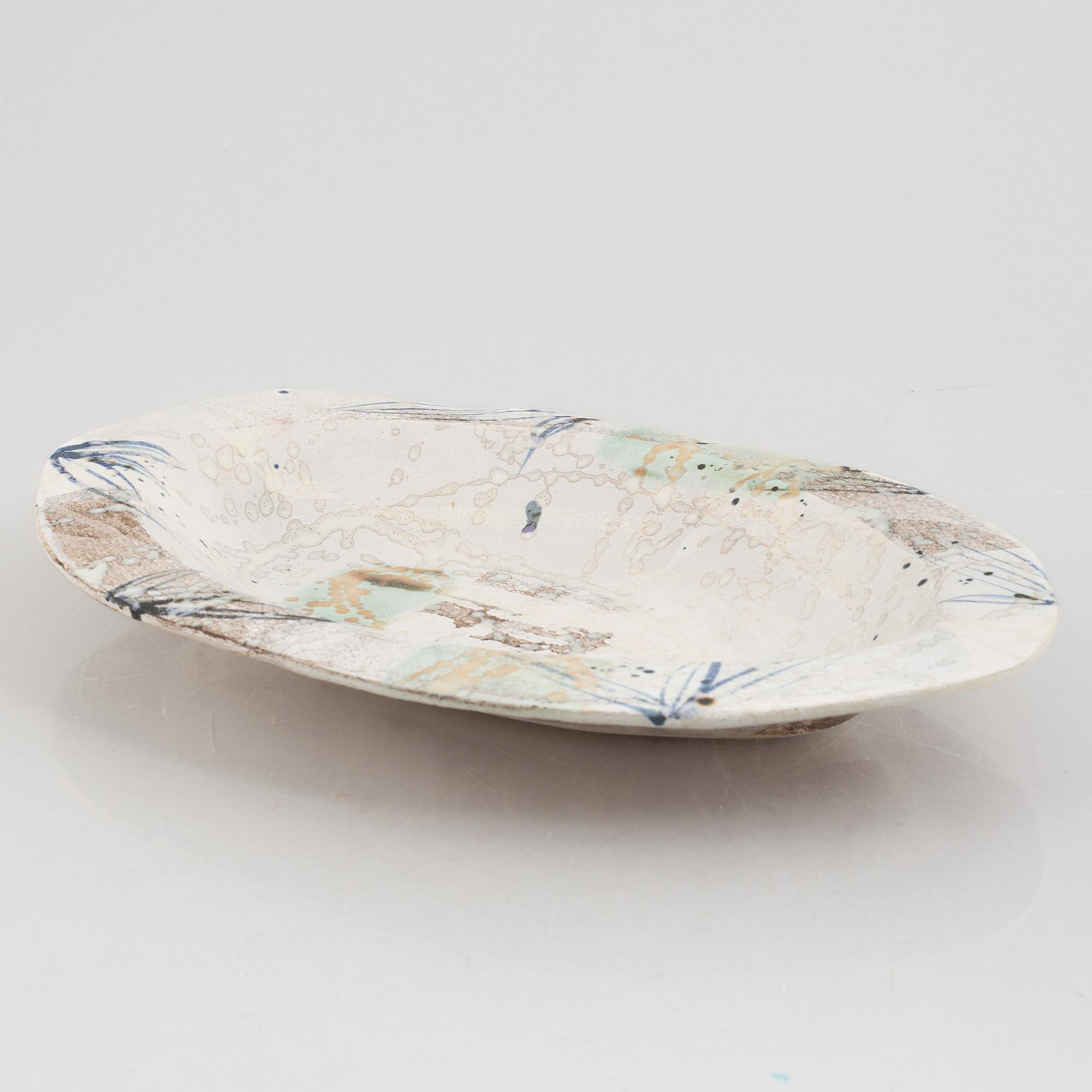 Margareta Andersson, a contemporary stoneware dish, own studio, Kungsbacka.