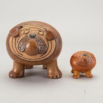 LISA LARSON, figuriner, stengods, 2 st Bulldog, Gustavsberg.