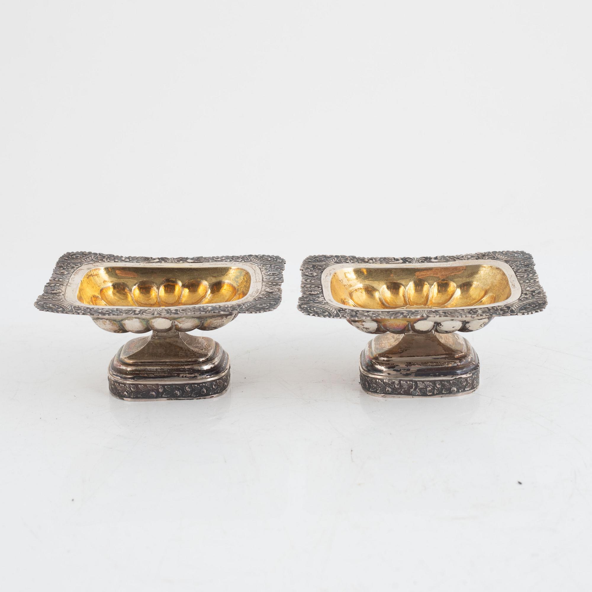 A Pair of 18th Century Silver Salt Cellars.