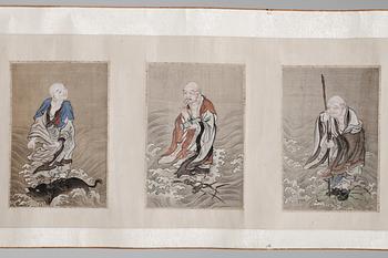 OKÄND KONSTNÄR, sidenmålningar, 18 st, Kina. Qing dynastin.