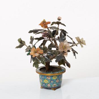 A Chinese stone and cloisonné decoration, 20th century.