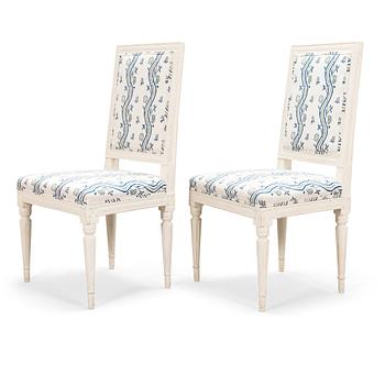 A pair of Swedish late Gustavian chairs from around the turn of the 18th century.