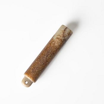 Two boxes with a mandarin's summer hat and black satin autumn hat and feather with six mandarin hat insignias.