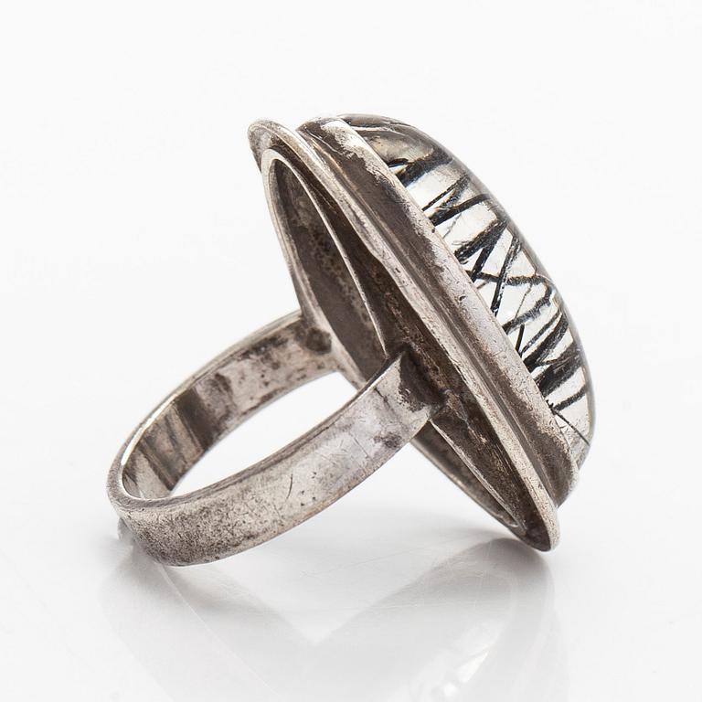 Erik Granit, ring, silver and rutilated quartz, Helsinki, 1962.