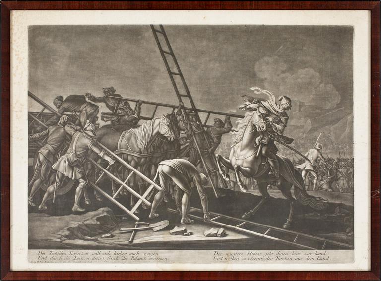 GRAVYRER, 7 st, efter Georg Philipp Rugendas, 1800-tal.