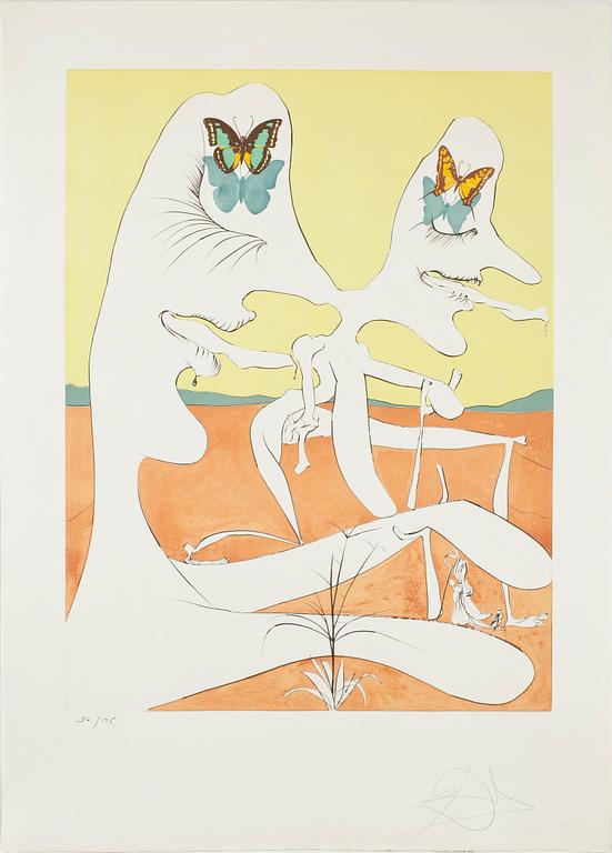 SALVADOR DALÍ, torrnålsgravyr på färglitografi, 1974, signerad och numrerad 94/195.