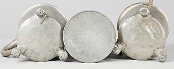 STOP, 3 st, tenn, otydliga mästarstmäplar, 1800-tal.