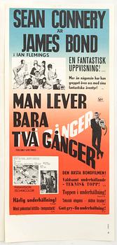 A Swedsih movie poster James Bond "Man lever bara två gånger" (You only live twice) 1967 numbered.