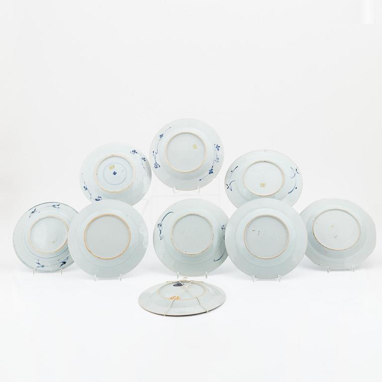 A set of nine blue and white dishes, Qingdynasty, Qianlong (1736-95).