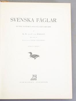 SVENSKA FÅGLAR, 3 volymer, M,W och F. von Wright, Stockholm 1924-29.