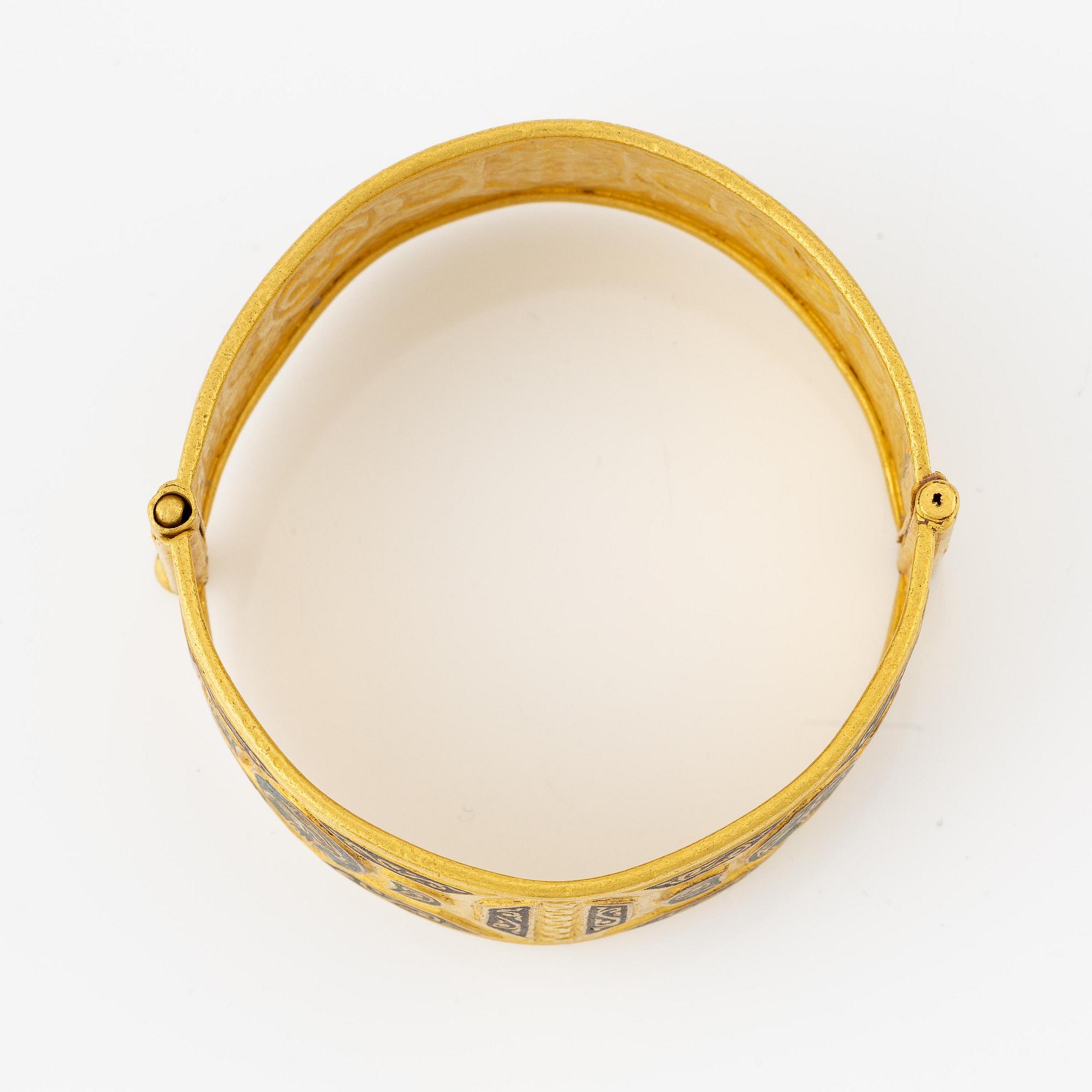 A Byzantine-style gold and enamel bracelet, presumably modern.