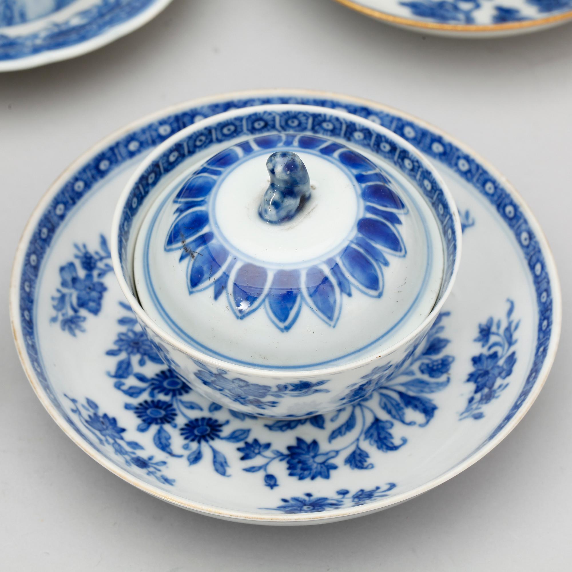 KOPPAR med FAT, 6 st, samt övriga delar, 21 st, Kina, Qing dynastin (1644-1912).