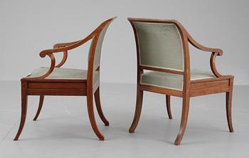 KARMSTOLAR, ett par, empire, 1800-talets första hälft.