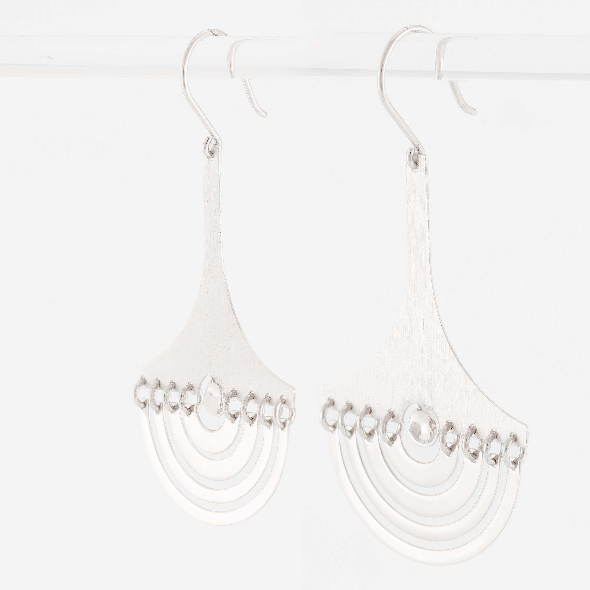 Tapio Wirkkala, a pair of earrings "Moon Crescent", sterling silver, for Kultakeskus.