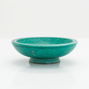 Wilhelm Kåge, fat, 2 st, samt vas "Argenta", Gustavsberg.