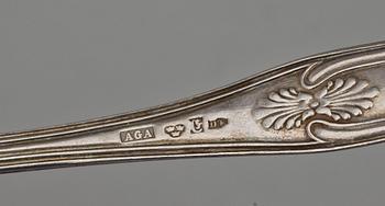 SOPPSLEV samt SKEDAR, 14 st, silver, bl a, Stockholm, 1845. Tot vikt exkl slev ca 215g.