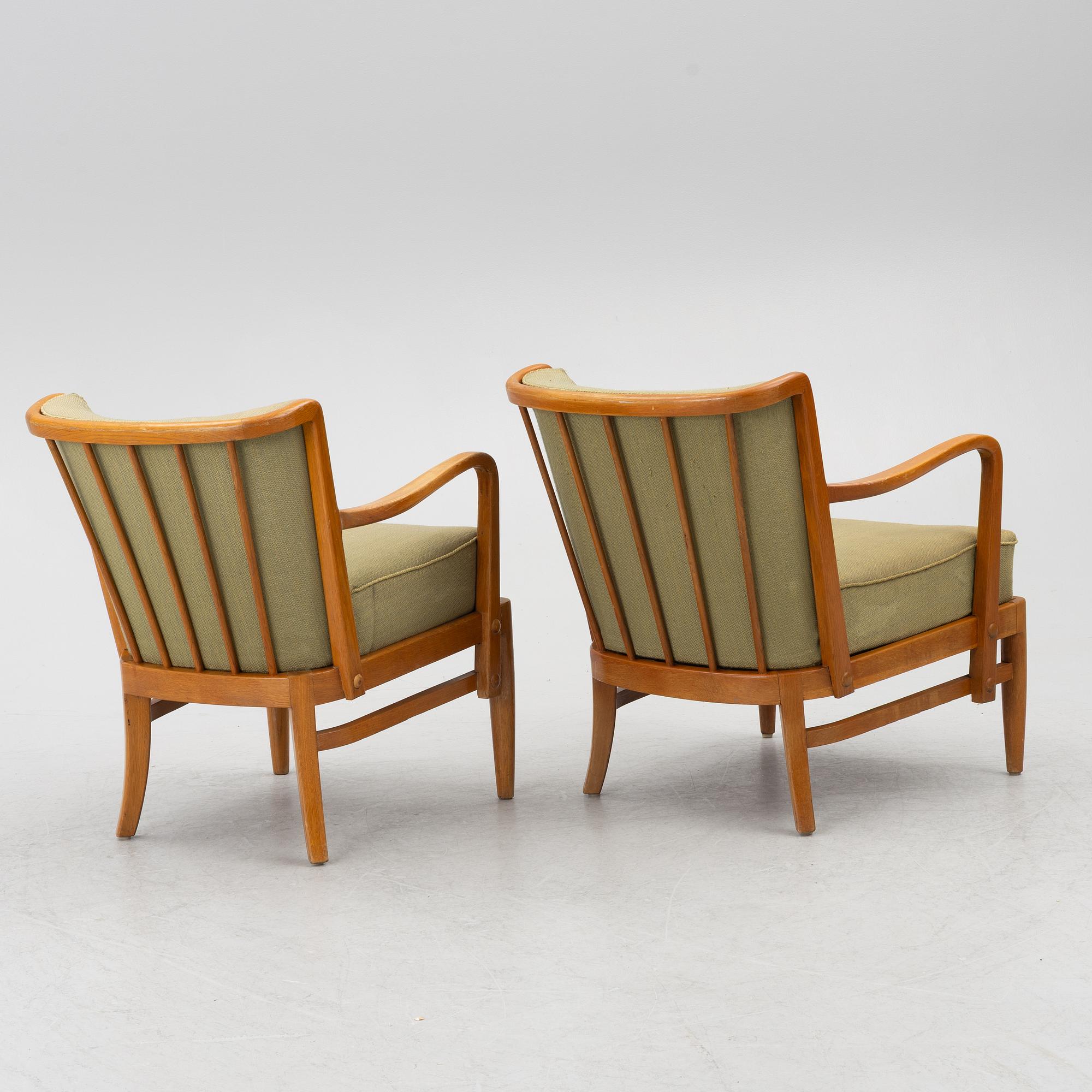 Otto Schulz, a pair of armchairs, Boet, Gothenburg, 1930's/40's.