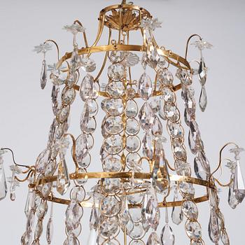 A Swedish late 18th century Gustavian eight-light chandelier.