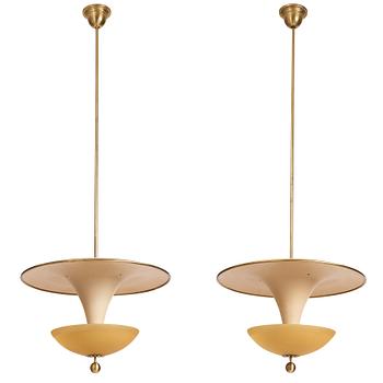 221. Bertil Brisborg, & Olle Elmgren, a pair of ceiling lamps, custom made, Nordiska Kompaniet 1940s.