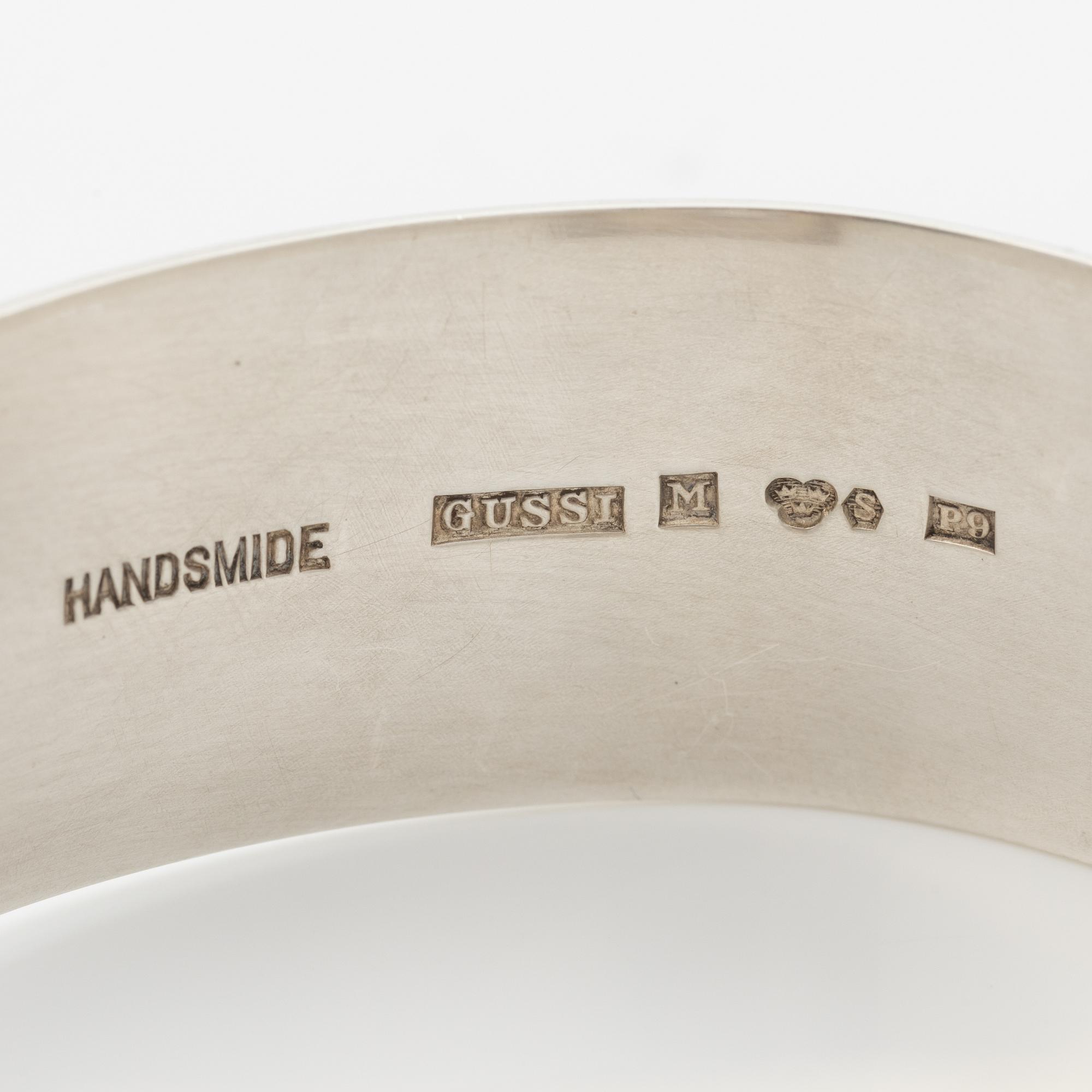 Silver bracelet with faceted rock crystal, Gussi, Malmö 1965.