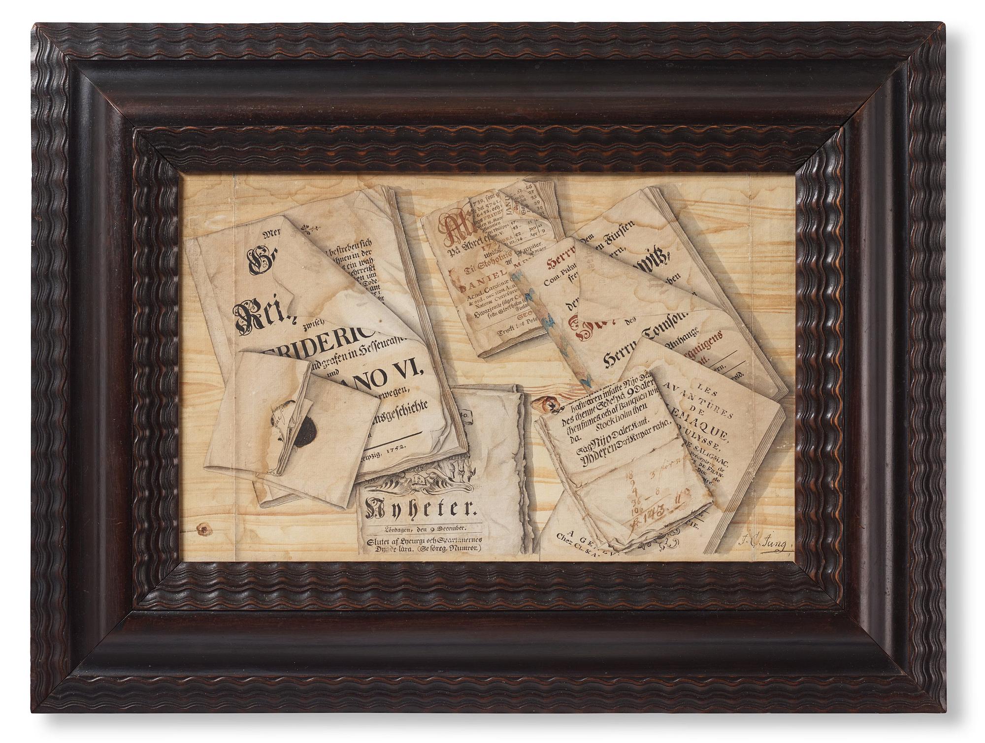 Johan Caspar Jung, Trompe l'oeil med böcker och spelkort.