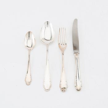 A Swedish 20th century set of 48 pcs of silver cutlery mark of Mema Linköping 1975, weight  1316 grams.