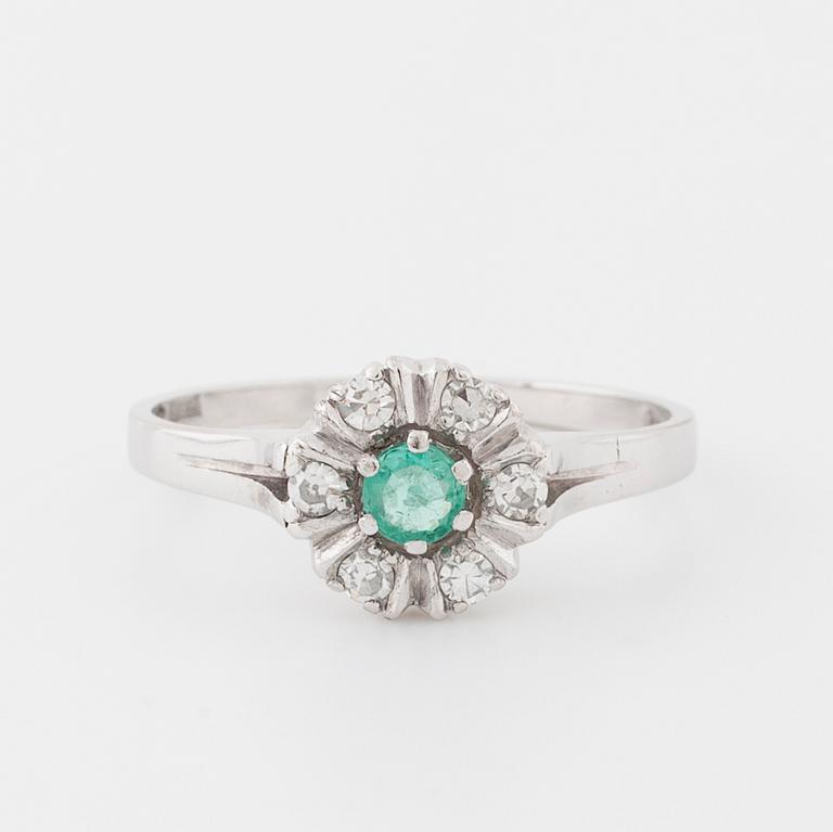 A emerald and brilliant cut diamond ring by Ceson, Göteborg.