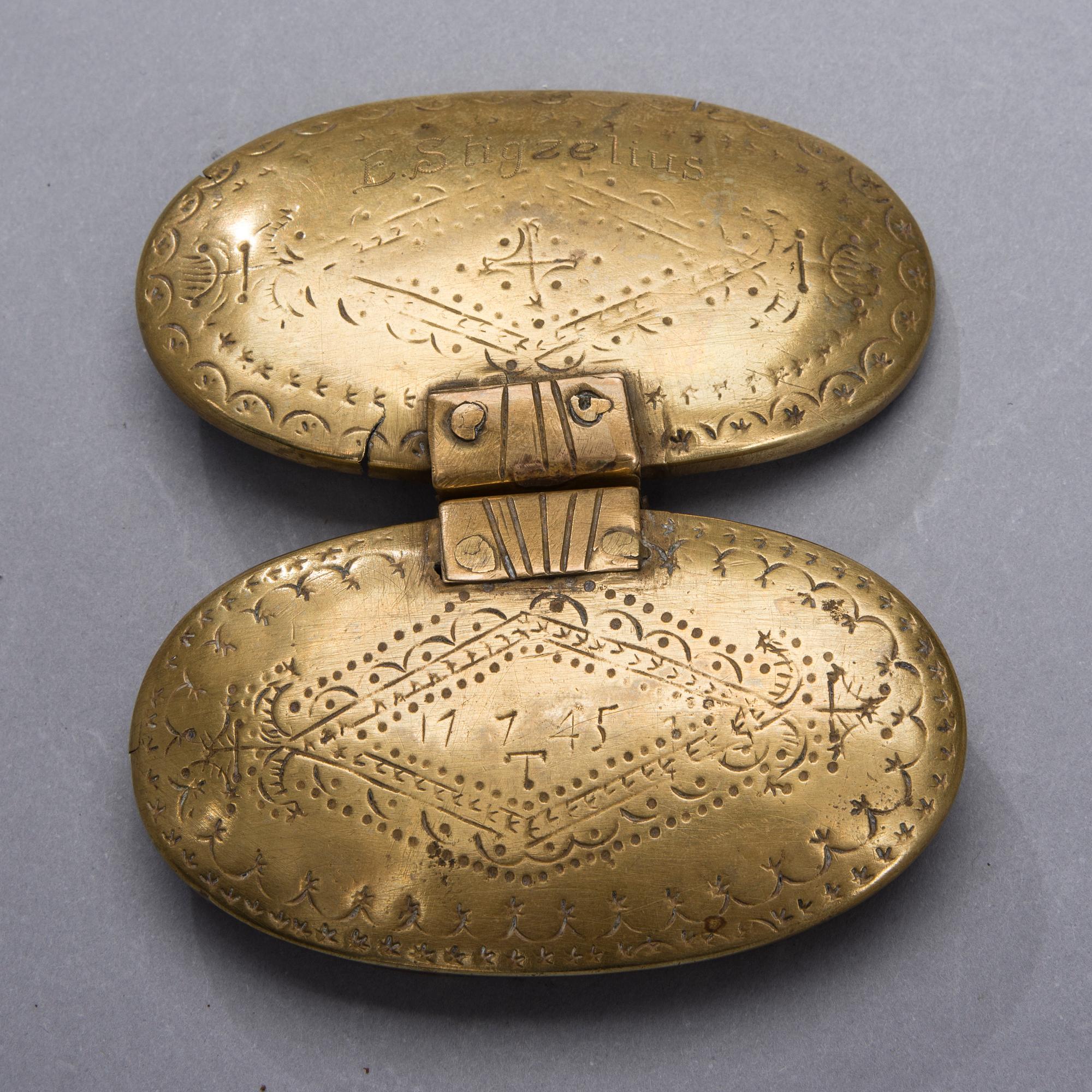 DOSOR, 2 ST, samt SKÅL, mässing, 1700-1900-tal.