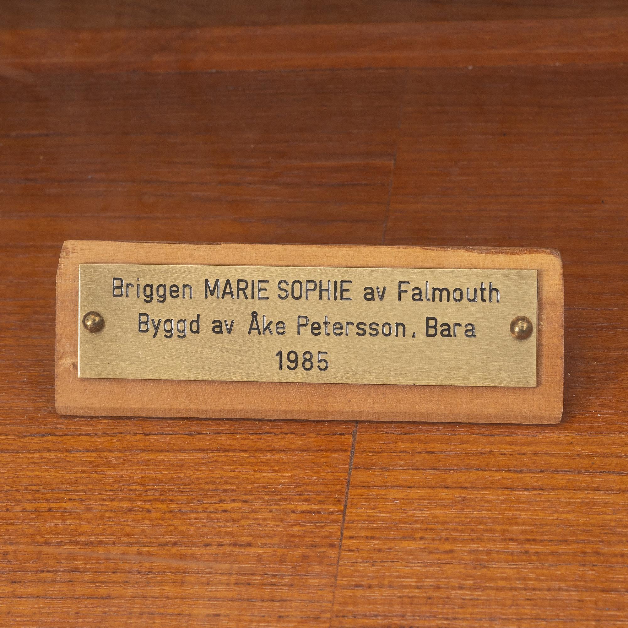 A model of the brig Marie Spophie of Falmouth, by Åke Pettersson, 1958.