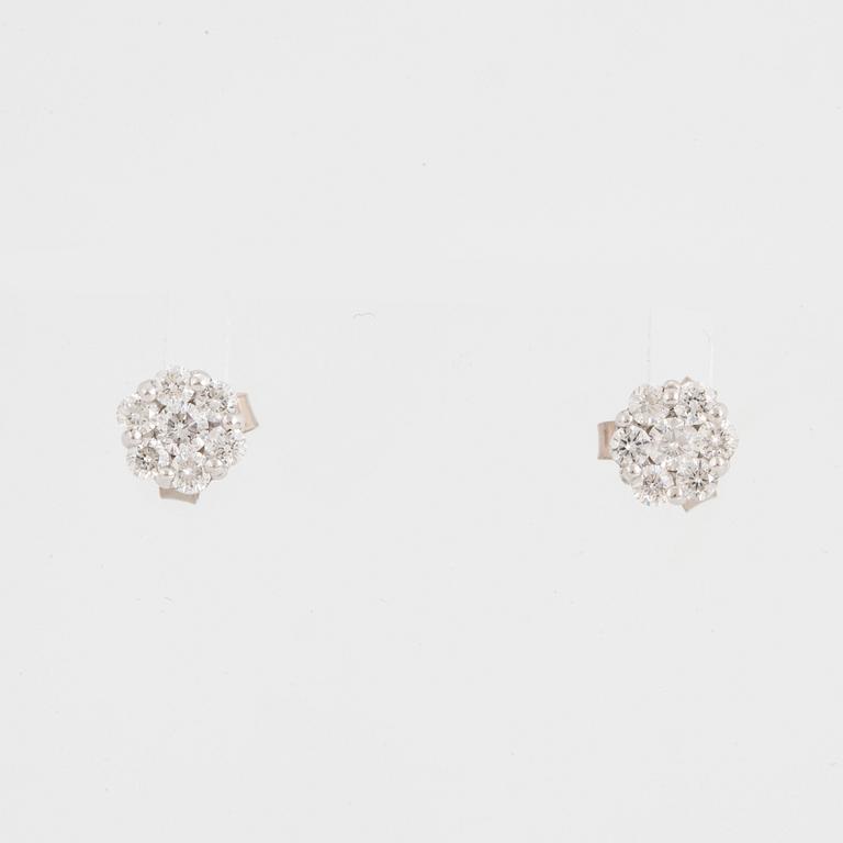 Brilliant-cut diamond earrings.