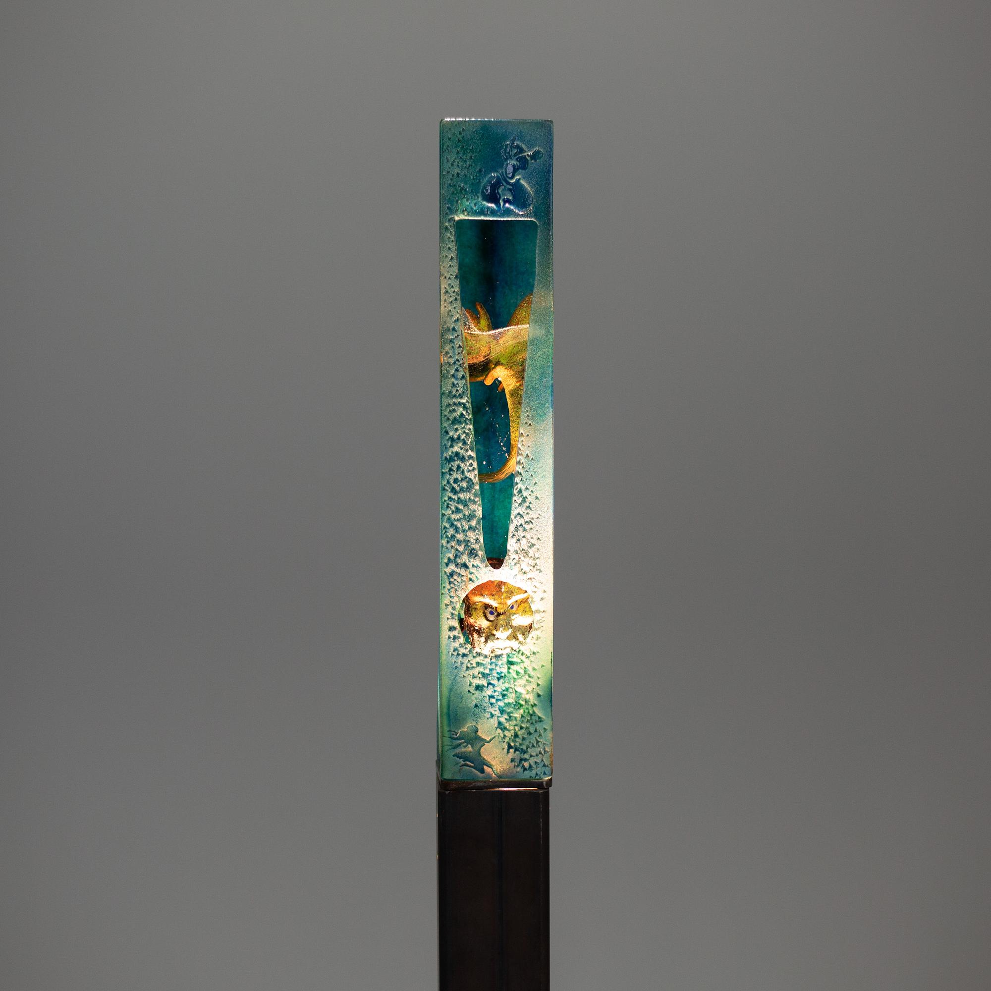 KJELL ENGMAN, a unique sand cast glass sculpture, Kosta Boda, Sweden.